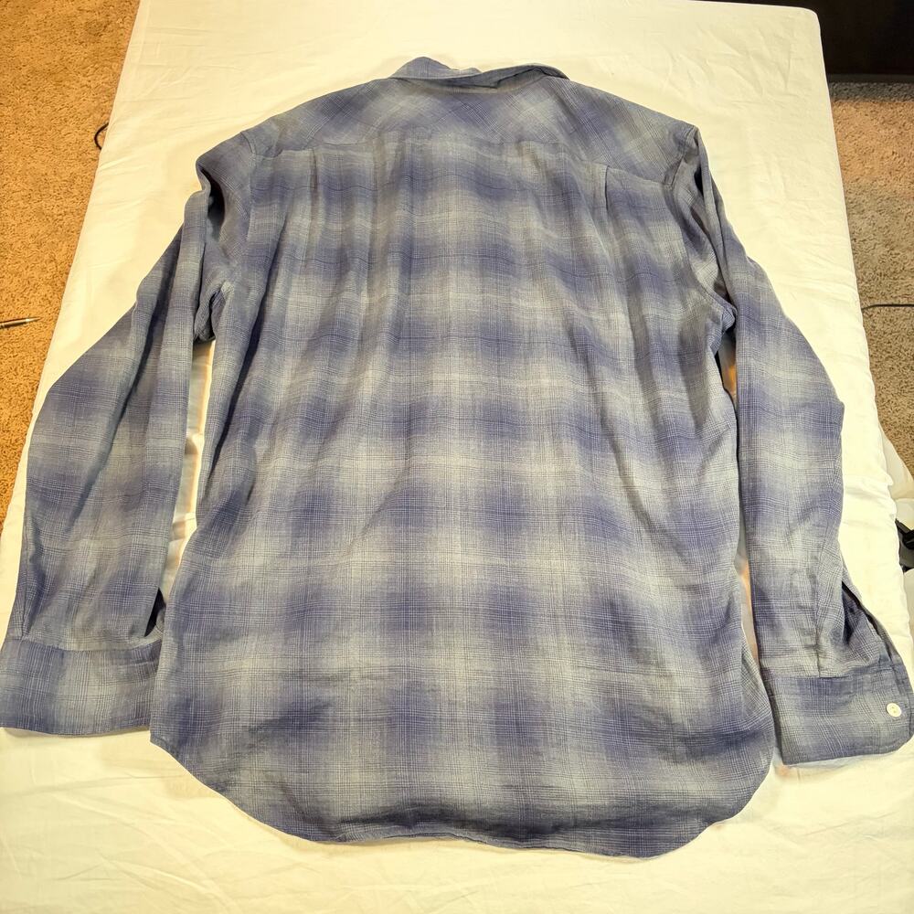 Hayati Mens Italian made blue black plaid dress shirt.  Size L workwear, cotton - Picture 2 of 6